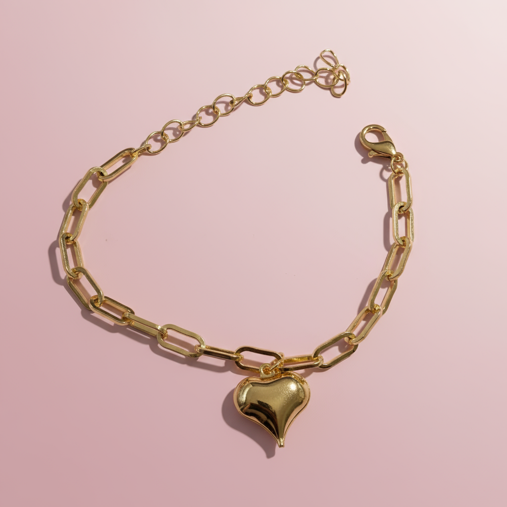 Bombeli Kalp Charm Bileklik