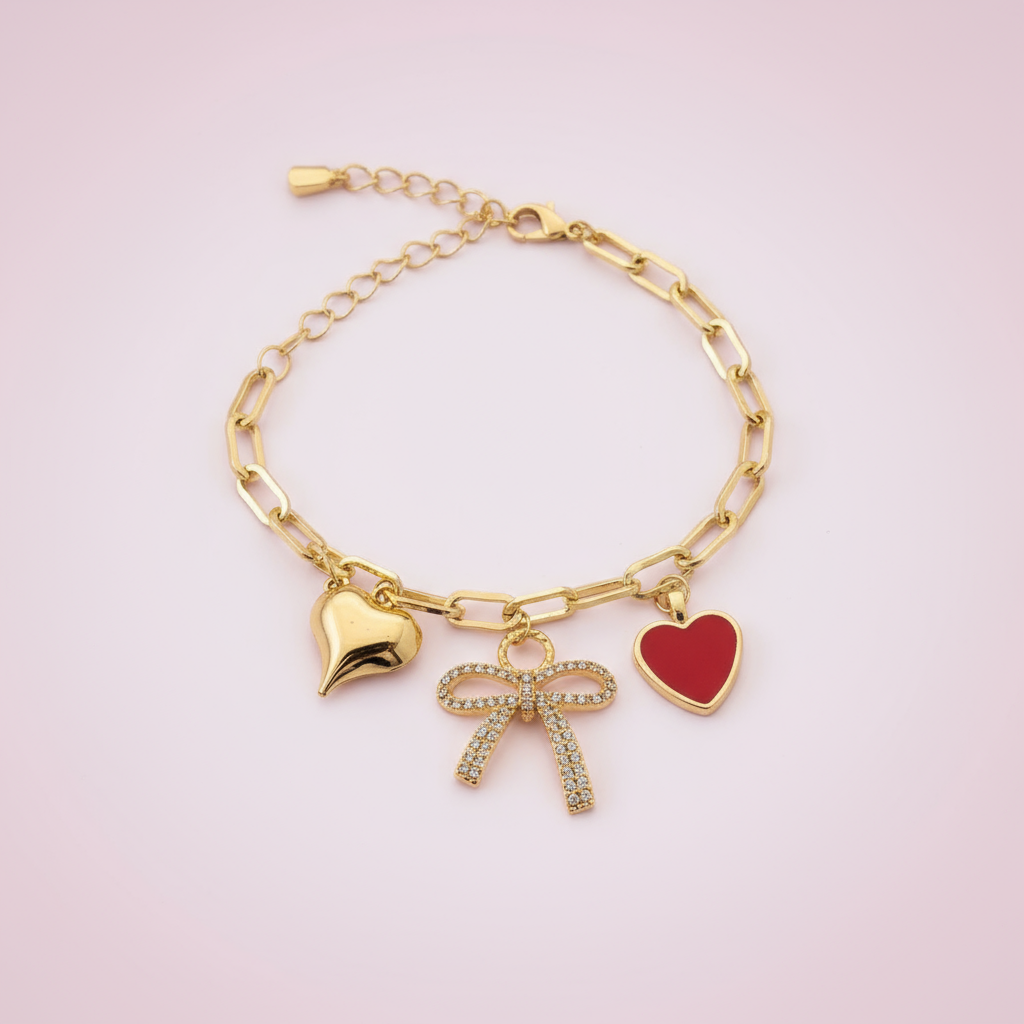 Zirkon Taşlı Fiyonk Charm Bileklik