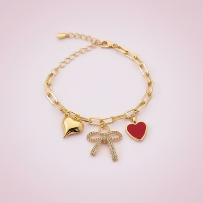 Zirkon Taşlı Fiyonk Charm Bileklik