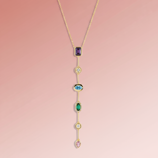 Renkli Taşlı Y Kolye