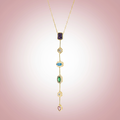 Renkli Taşlı Y Kolye