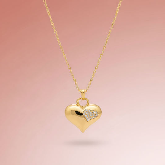 Zirkon Taşlı Kalp Kolye