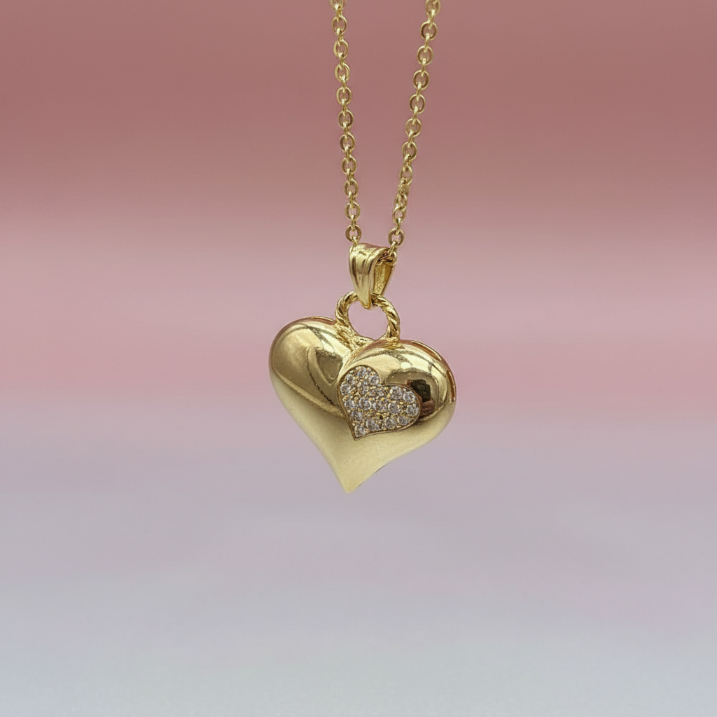 Zirkon Taşlı Kalp Kolye