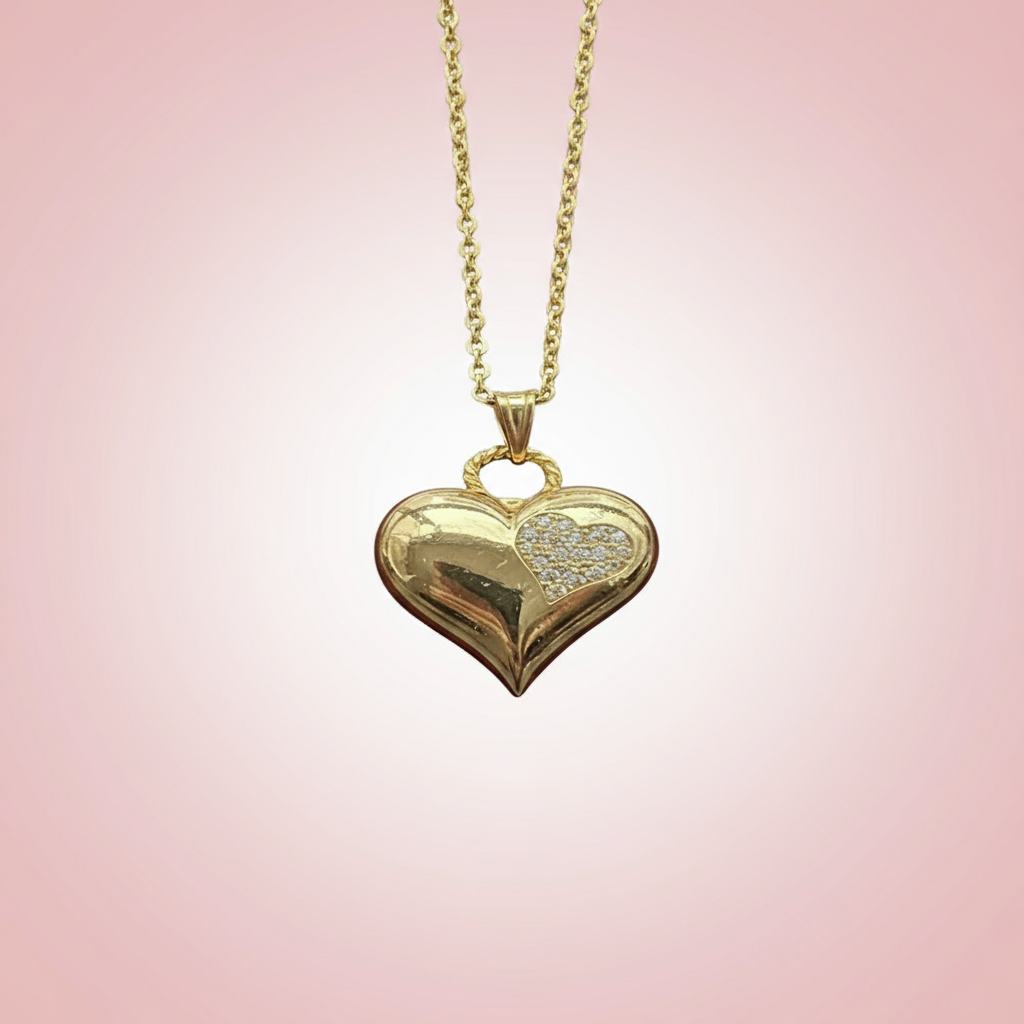 Zirkon Taşlı Kalp Kolye