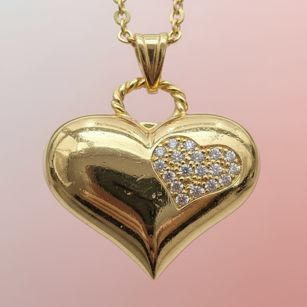 Zirkon Taşlı Kalp Kolye