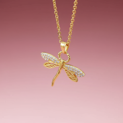 Çelik Zirkon Taşlı Altın Kaplama Yusufçuk Kolye