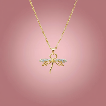 Çelik Zirkon Taşlı Altın Kaplama Yusufçuk Kolye