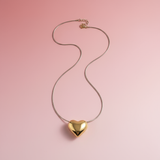 İki Renkli Bombeli Kalp Kolye - İrva Collection