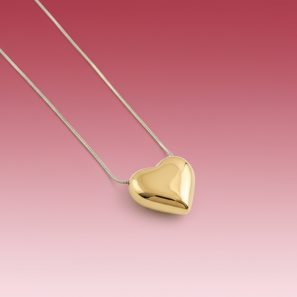 İki Renkli Bombeli Kalp Kolye