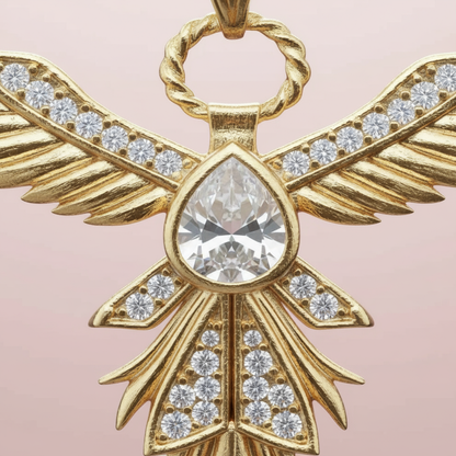 Çelik Zirkon Taşlı Anka Kolye