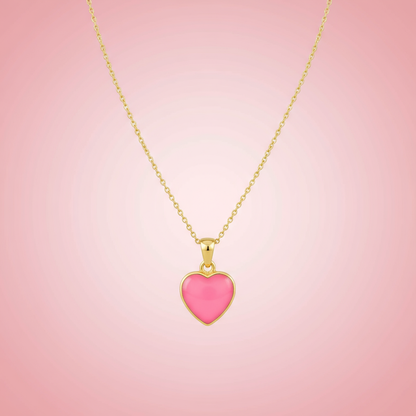 Pembe Şeker Kalp Kolye