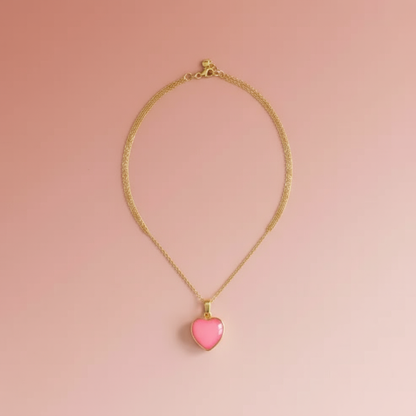 Pembe Şeker Kalp Kolye