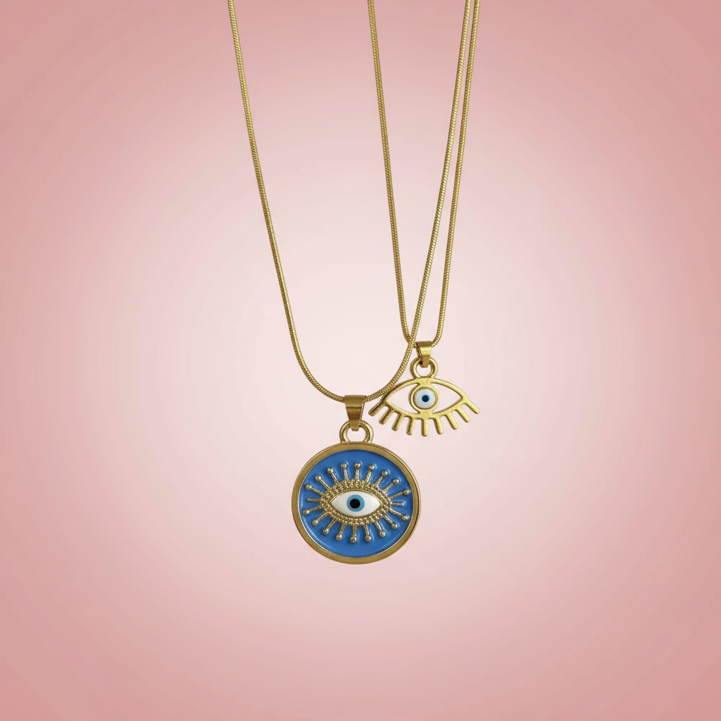 2'li Göz Figürlü Set Kolye