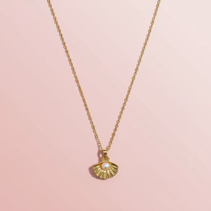 Çelik İncili Deniz Kabuğu Kolye