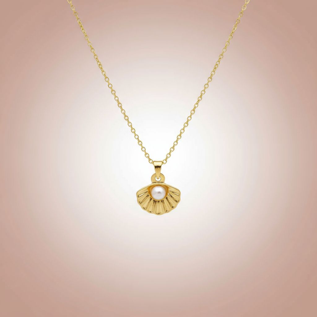 Çelik İncili Deniz Kabuğu Kolye