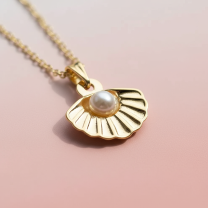 Çelik İncili Deniz Kabuğu Kolye