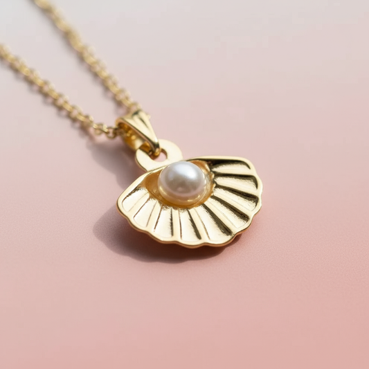 Çelik İncili Deniz Kabuğu Kolye