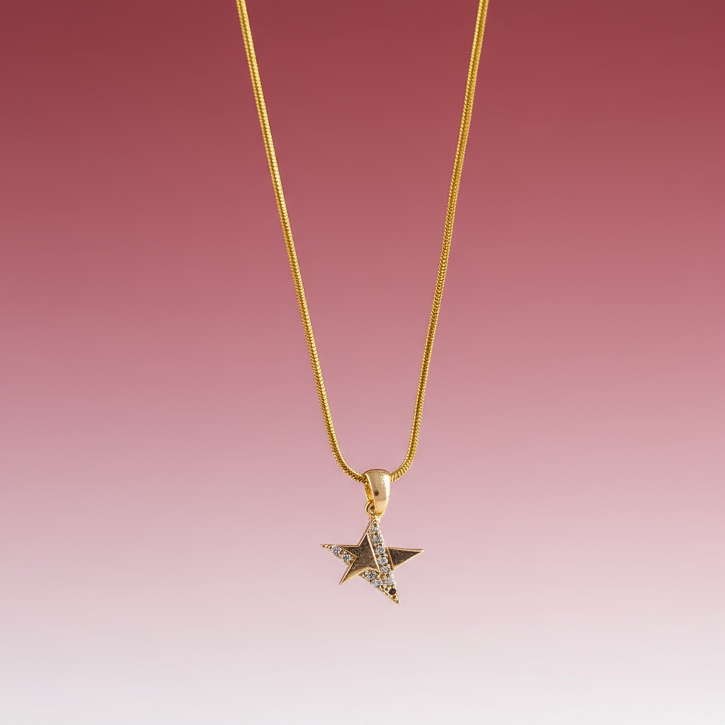 Zirkon Taşlı Yıldız Detaylı Kolye