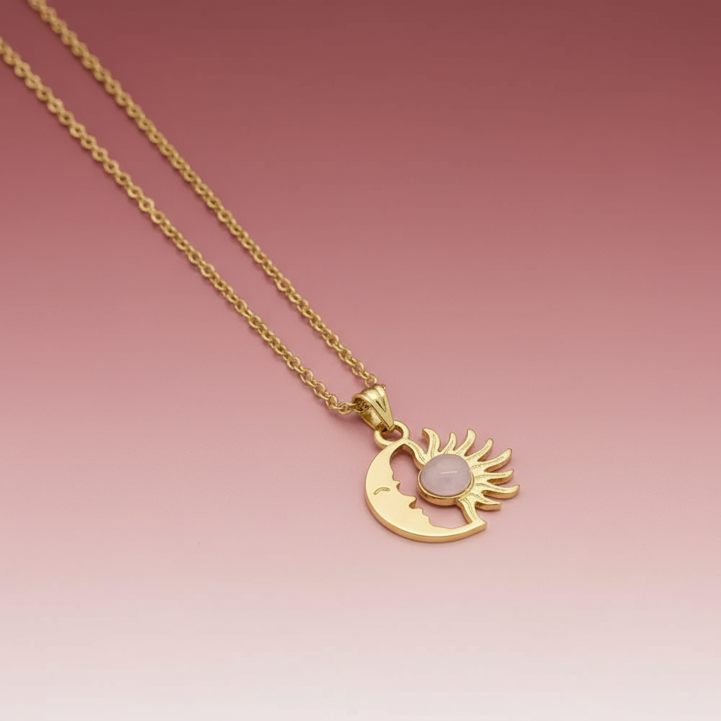 Beyaz Mineli Güneş Kolye