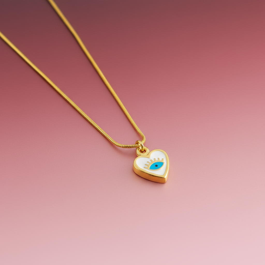 Göz Detaylı Kalp Kolye