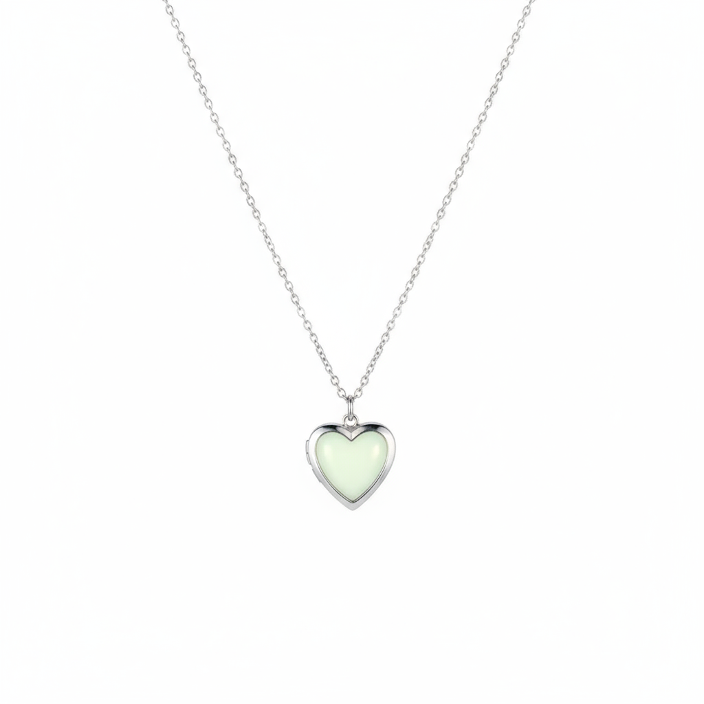 Gümüş Beyaz Kalp Kolye