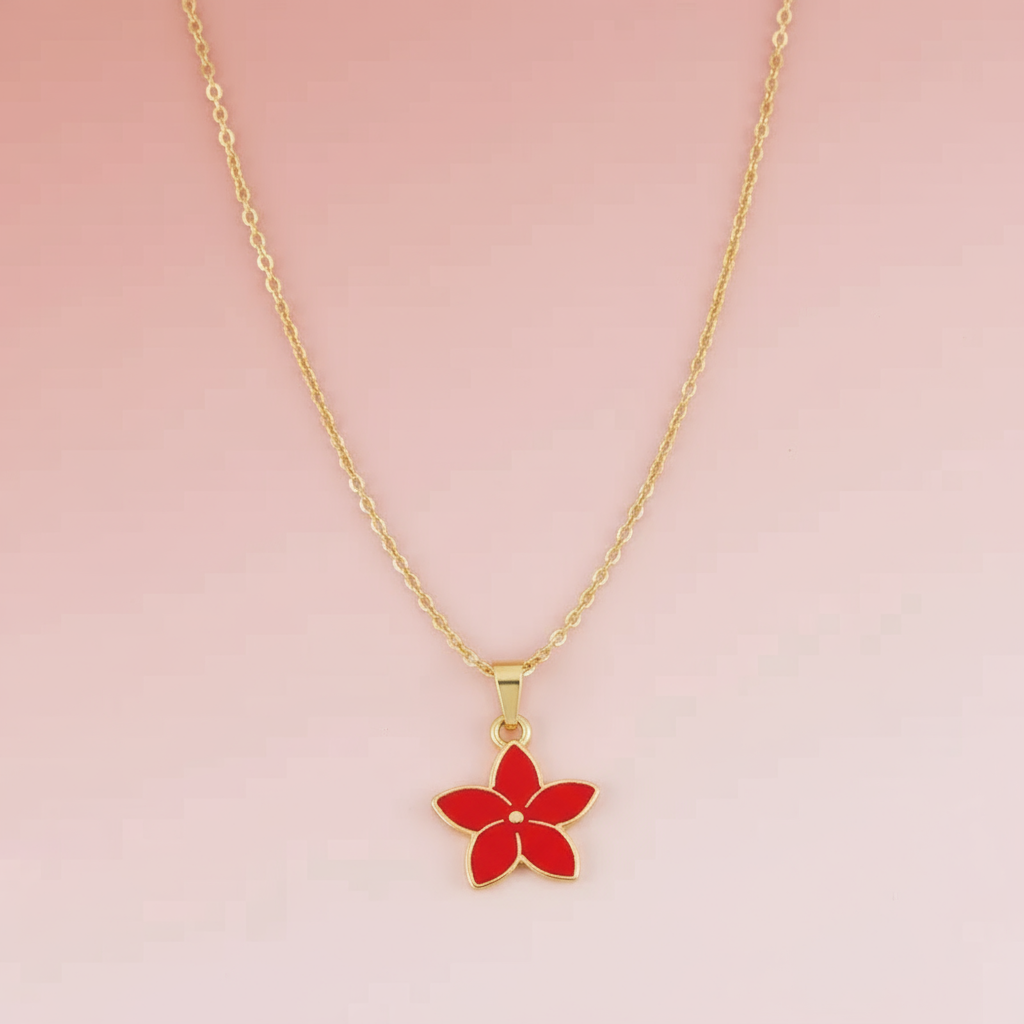 Kırmızı Çiçek Kolye