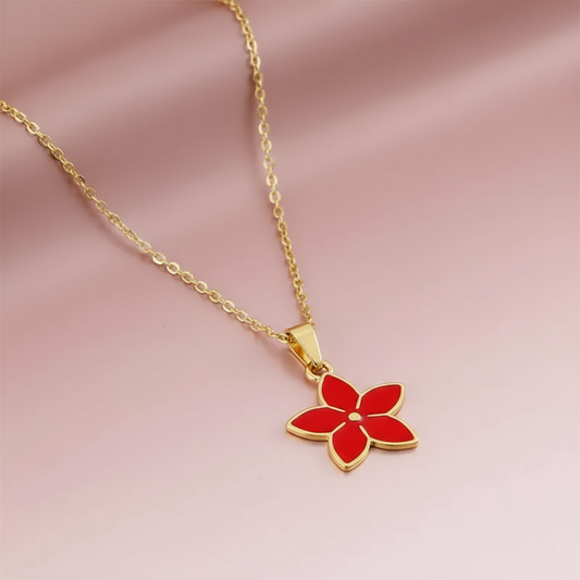Kırmızı Çiçek Kolye