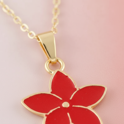 Kırmızı Çiçek Kolye