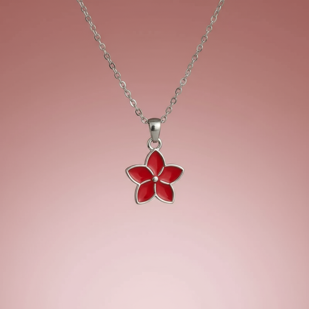 Kırmızı Çiçek Kolye