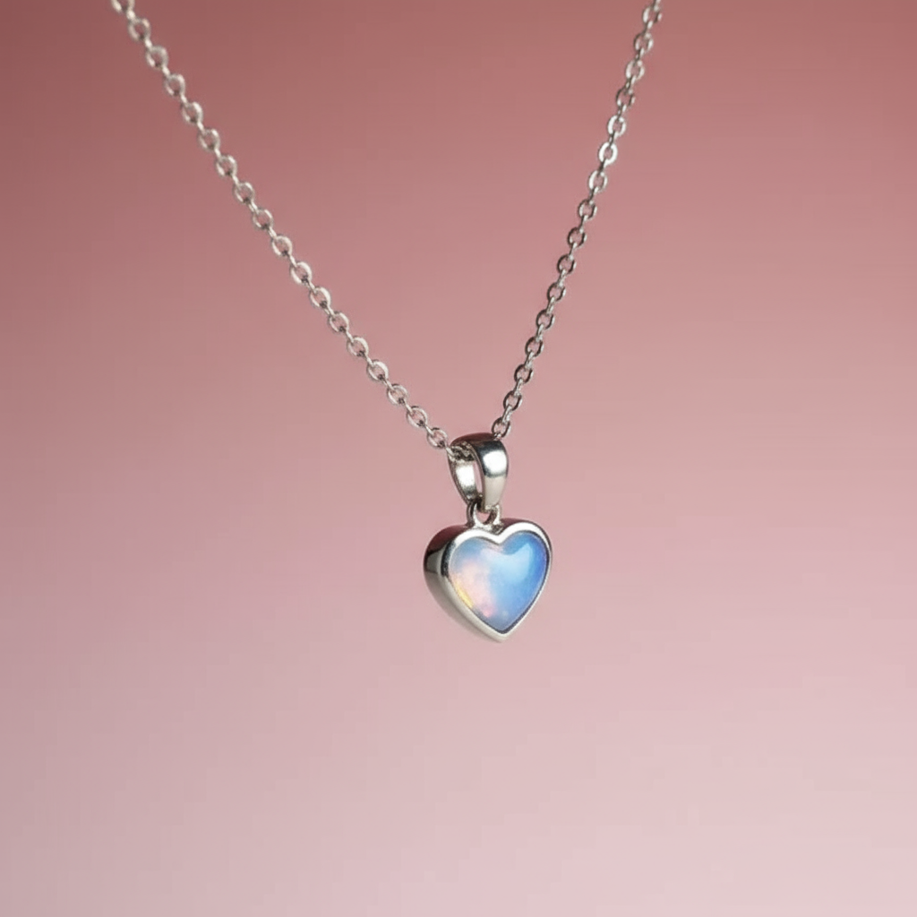 Gümüş Parlak Kalp Kolye