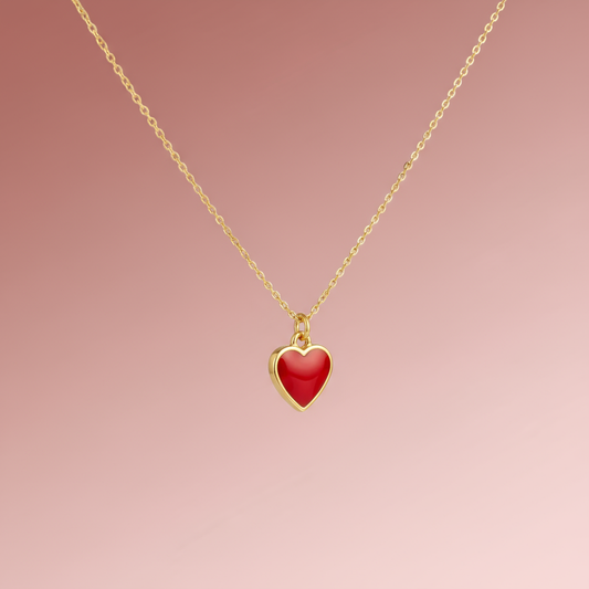 Altın Kırmızı Kalp Kolye