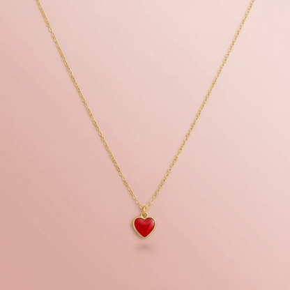 Altın Kırmızı Kalp Kolye