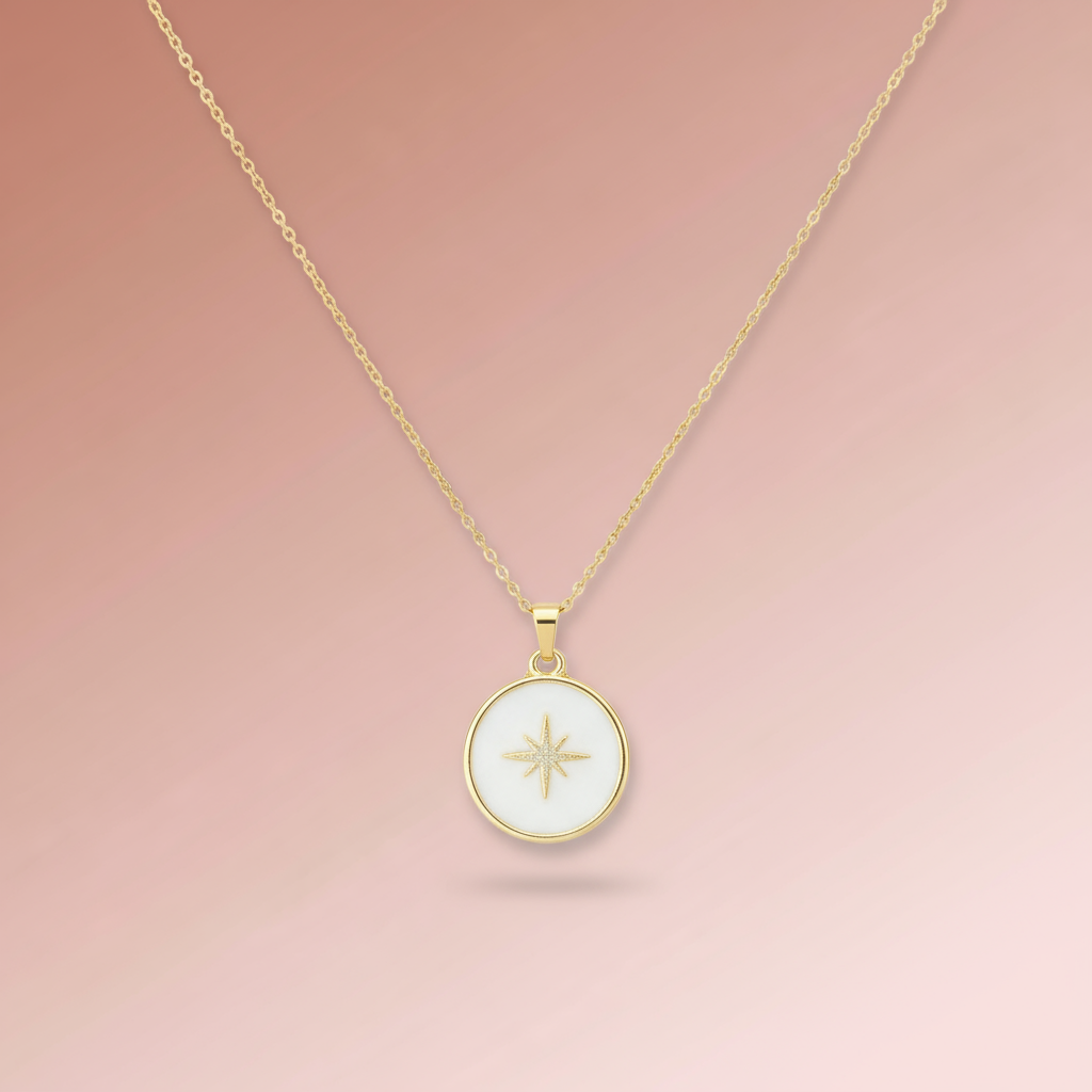 Çelik Beyaz Kutup Yıldızı Kolye