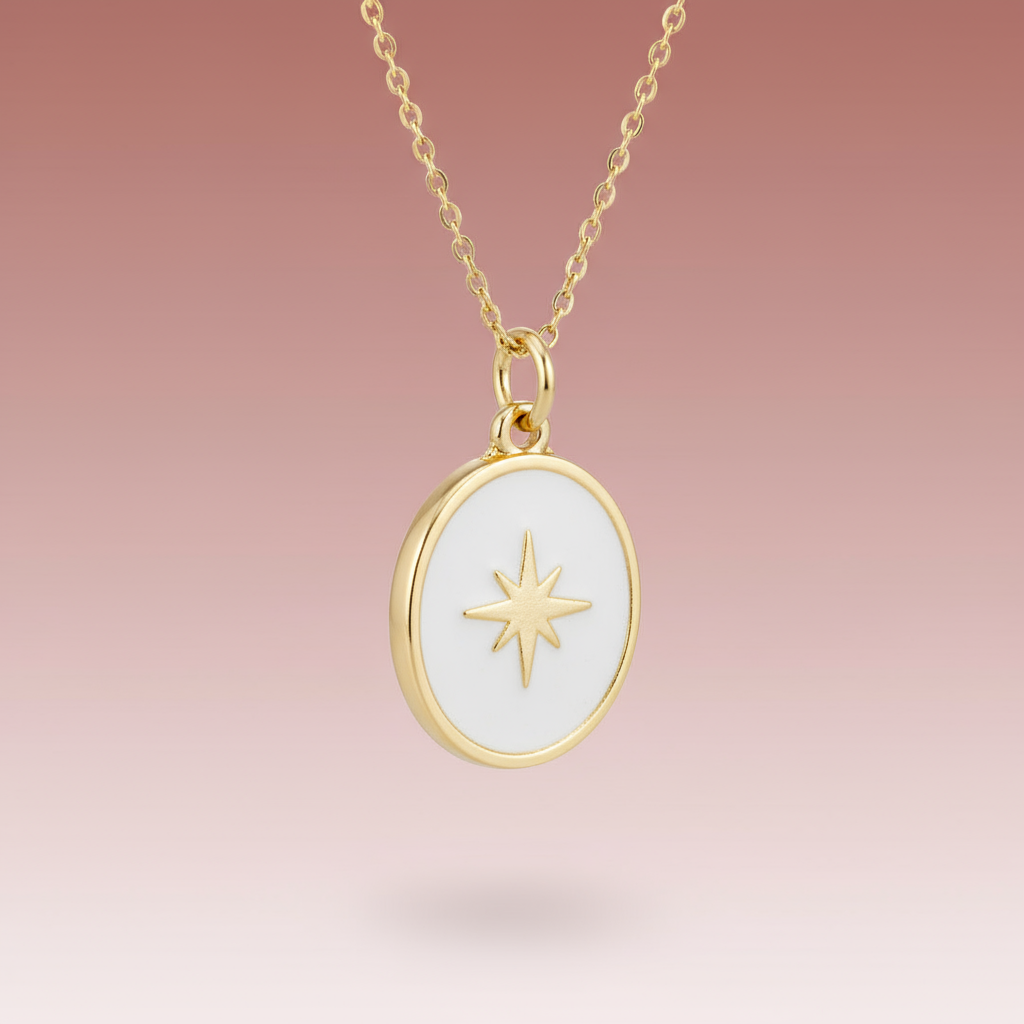 Çelik Beyaz Kutup Yıldızı Kolye