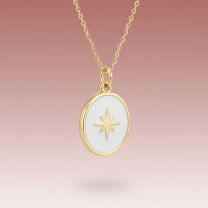 Çelik Beyaz Kutup Yıldızı Kolye