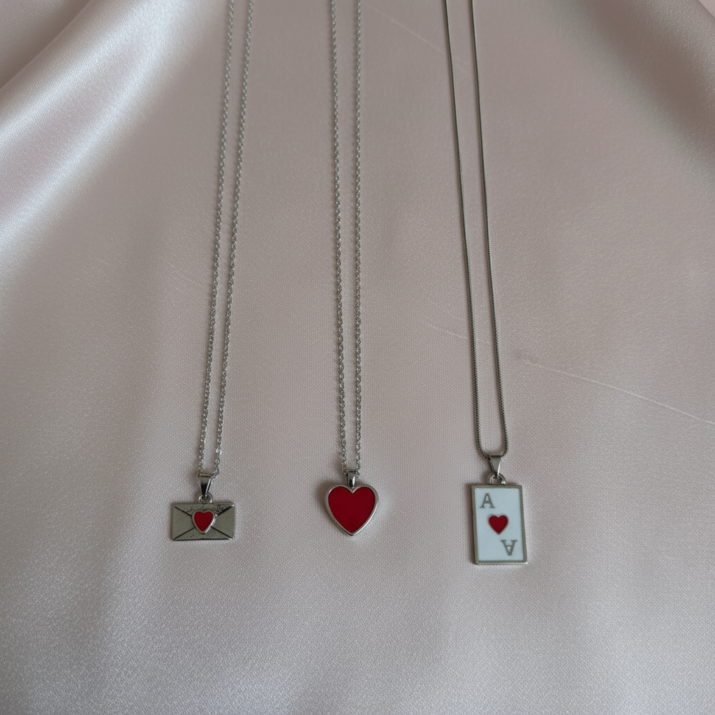 Mektup Zarfı As Plaka Üçlü Kolye Seti