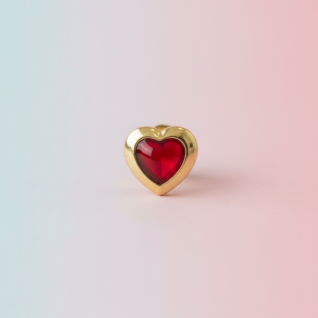 Kırmızı Kalp Küpe Set