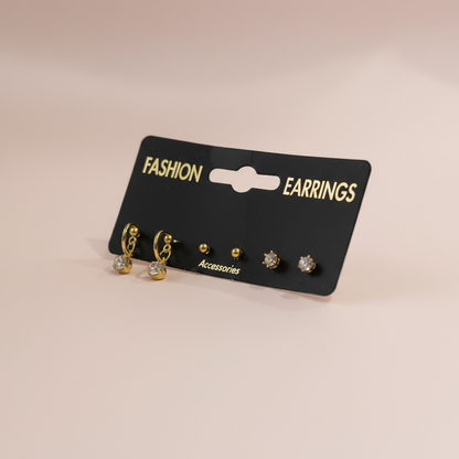 Mini Taşlı Küpe Set