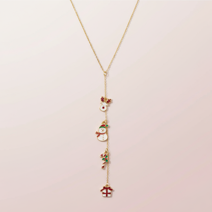 Çelik Noel Figürlü Charm Y Kolye - Yılbaşı Özel