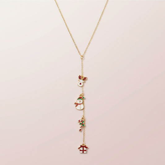 Çelik Noel Figürlü Charm Y Kolye - Yılbaşı Özel