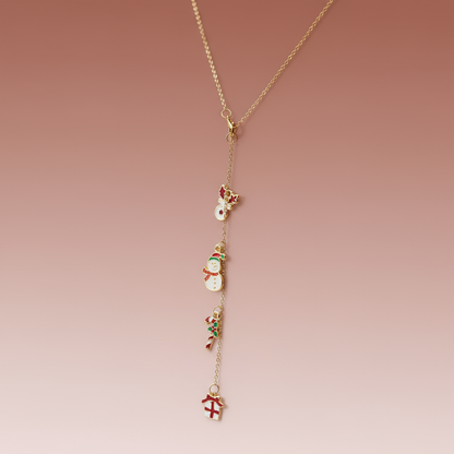 Çelik Noel Figürlü Charm Y Kolye - Yılbaşı Özel