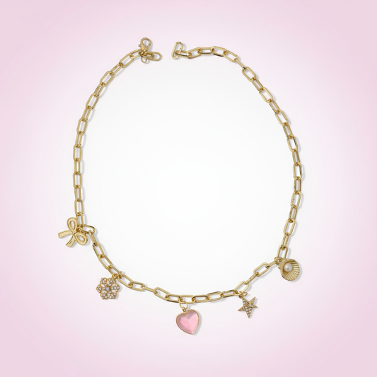 Pembe Kalp Charm Kolye