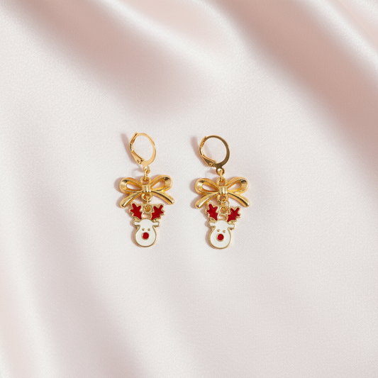 Fiyonk Figürlü Geyik Figürlü Küpe - Yılbaşı Özel