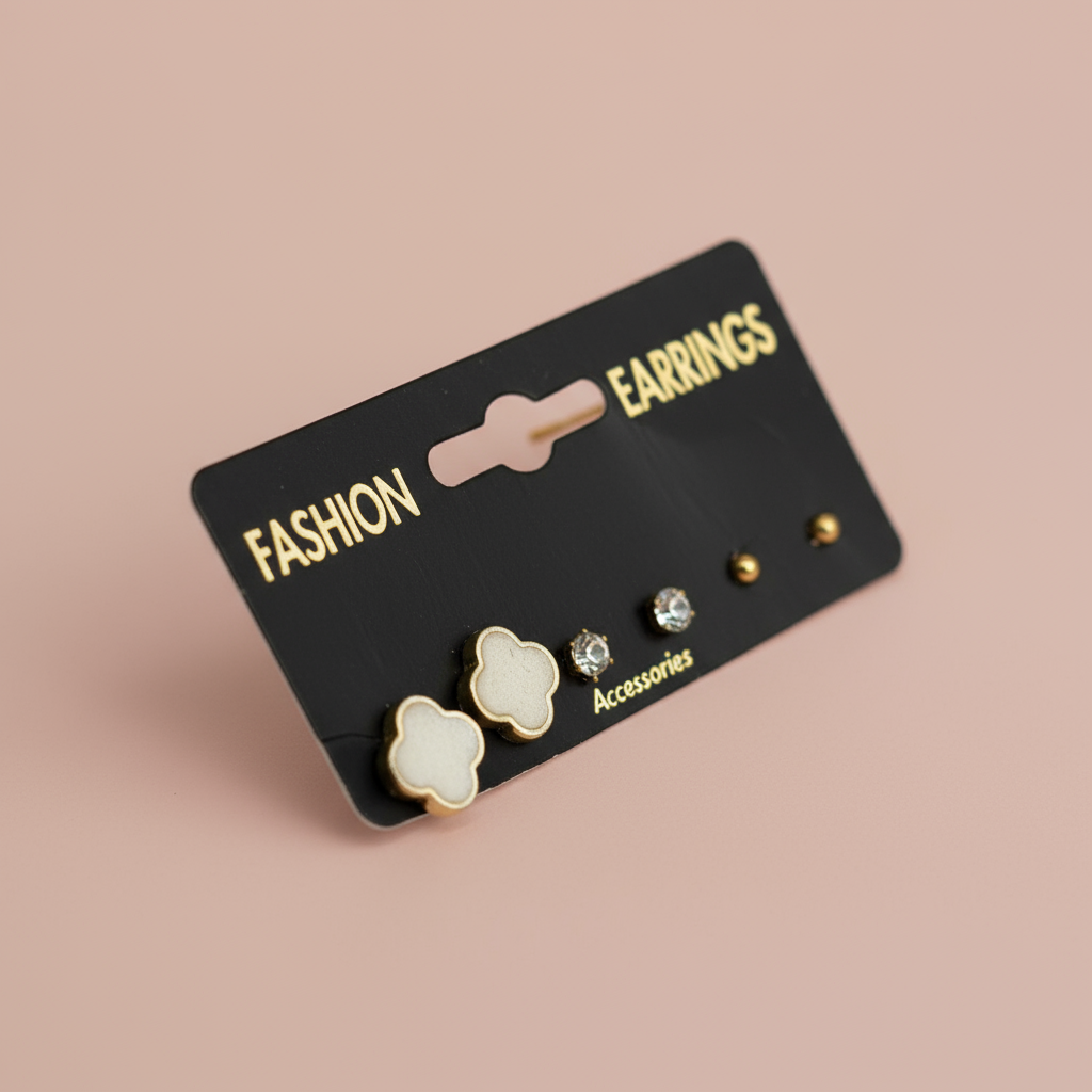 Mineli Yonca Figürlü Küpe Set