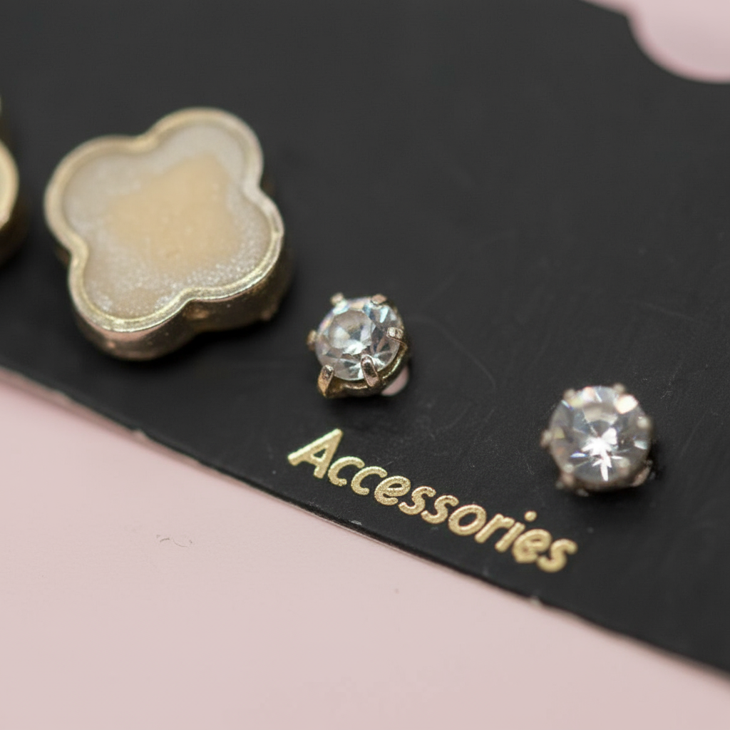 Mineli Yonca Figürlü Küpe Set