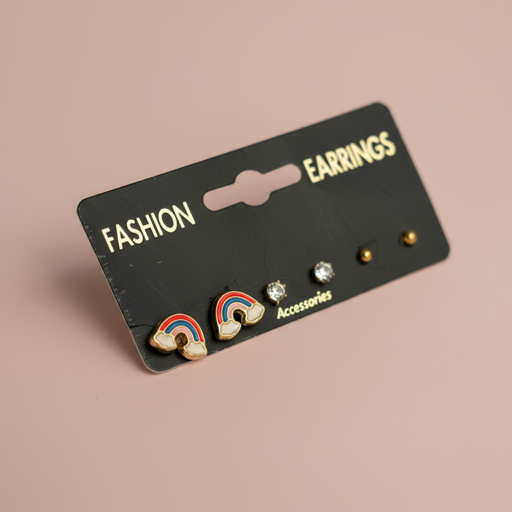 Gökkuşağı Figürlü Küpe Set