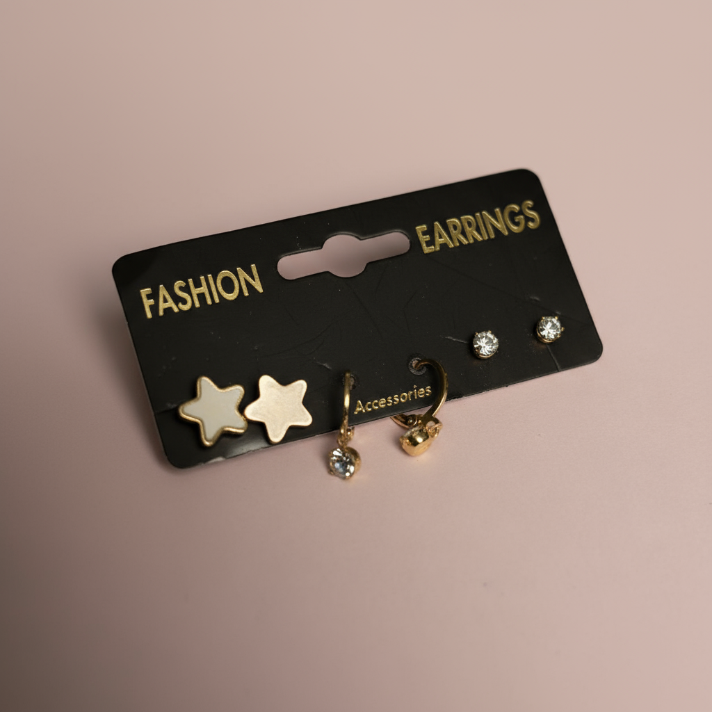 Mineli Yıldız Küpe Set