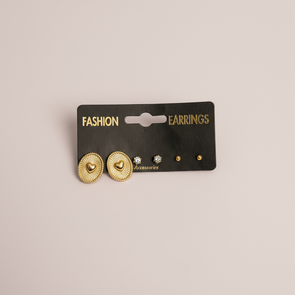 Plaka Kalp Küpe Set