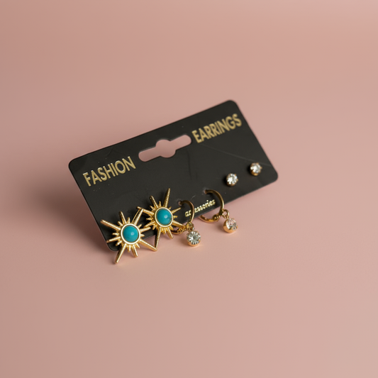 Güneş Figürlü Küpe Set