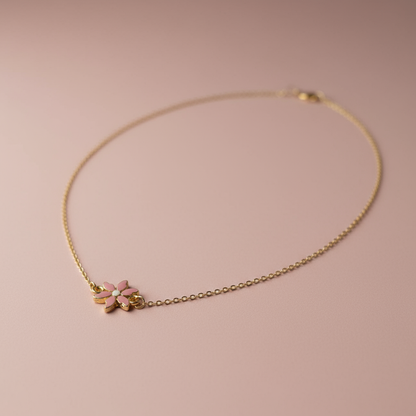 Çelik Pembe Çiçek Kolye